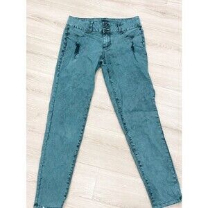Lovesick Teal Acid Wash Distressed Skinny Jeans Women’s Size 11
